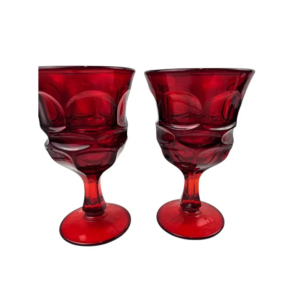 Vintage Fostoria Argus Ruby Red Wine Glasses 6